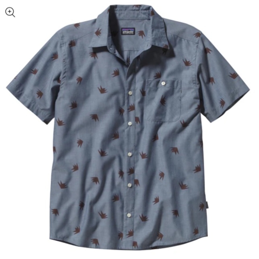 Patagonia Men's Agave Glass Blue Organic cotton button up shirt- XL